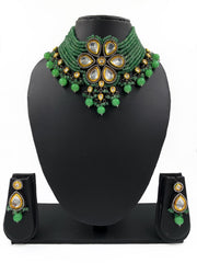 Designer Handcrafted Victorian Kundan Green Choker Necklace Set By Gehna Shop Victorian Necklace Sets