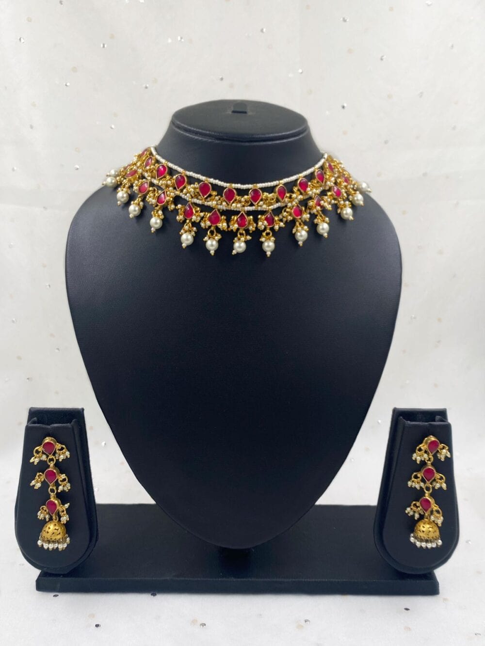 Antique finish Jadau replica premium quality Ruby Medium necklace set –  Griiham