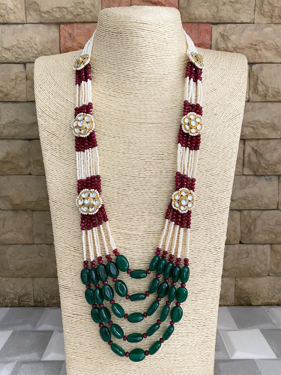 Designer Handmade Kundan And Semi Precious Stone Beads Necklace Set For Ladies Beads Jewellery
