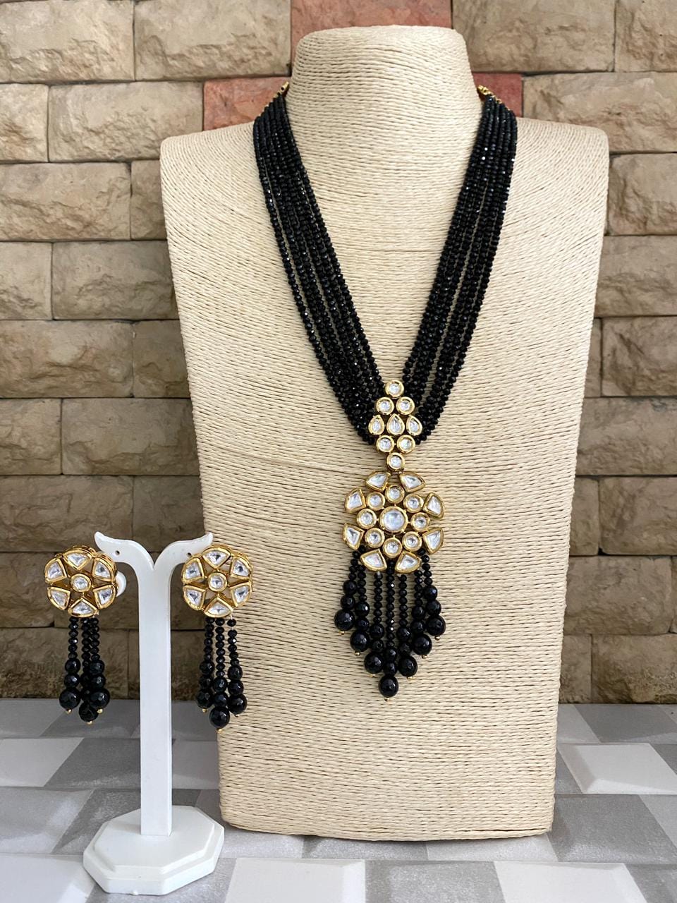 Designer Handmade Multilayered Black Beads Necklace Set By Gehna Shop Beads Jewellery