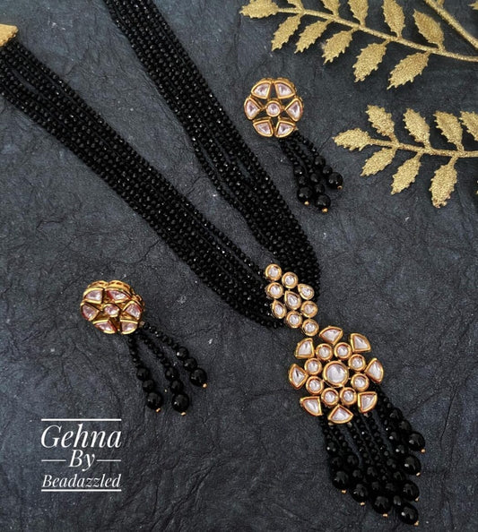 Designer Handmade Multilayered Black Beads Necklace Set By Gehna Shop Beads Jewellery