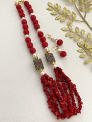 Designer Handmade Red Coral Beaded Necklace Set For Women By Gehna Shop Beads Jewellery