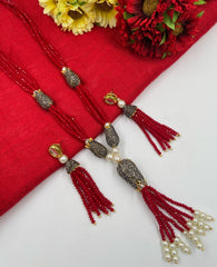 Designer Handmade Red Multilayered Crystal Beads Necklace Set Beads Jewellery