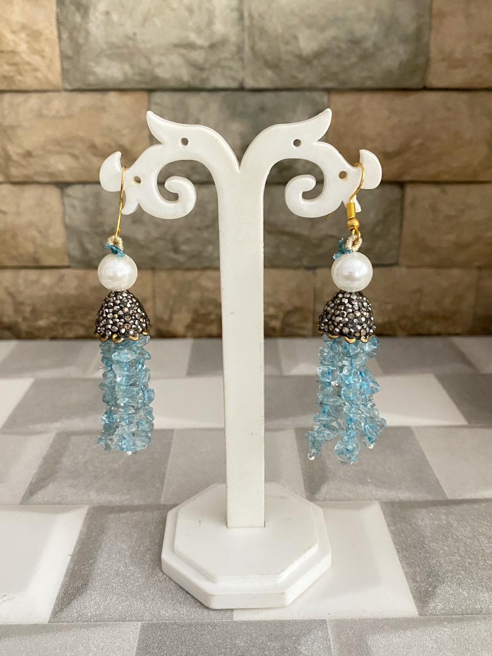 Designer Handmade Semi Precious Blue Topaz Beads Necklace By Gehna Shop Beads Jewellery
