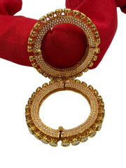 Designer Jadau Pearls And Kundan Pacheli Bangle Set For Weddings Bangles