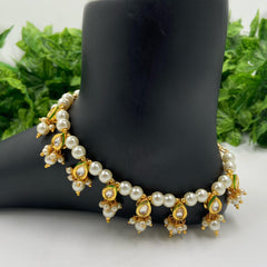 Designer Kundan And Beads Golden Payal Anklet For Ladies By Gehna Shop Payal