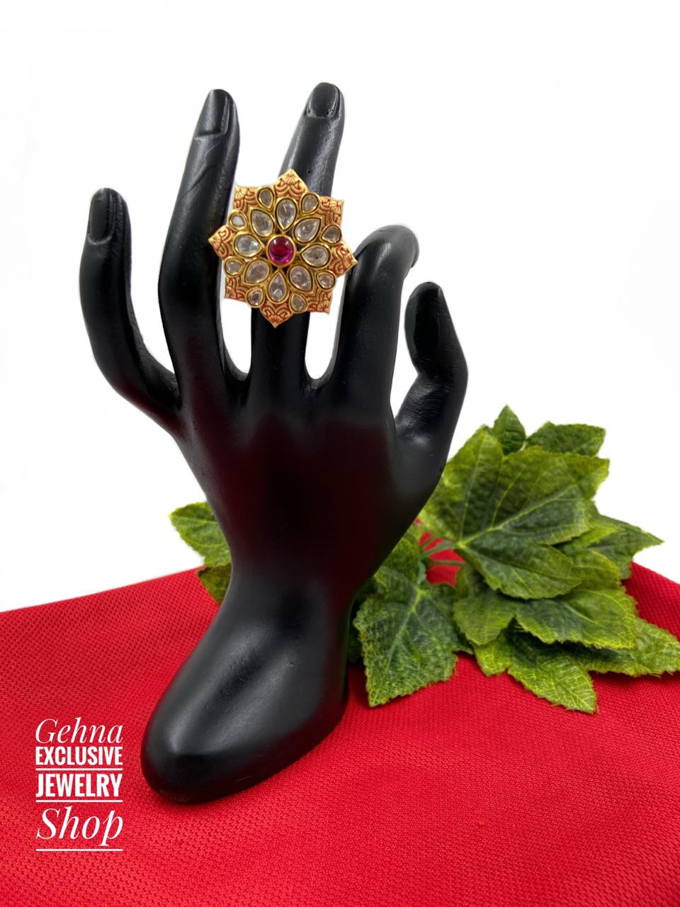 Designer Kundan Finger Ring For Women By Gehna Shop Finger rings