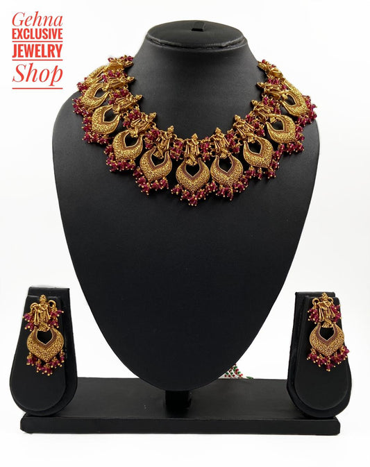 Designer Lord Krishna Necklace Set For Ladies By Gehna Shop Temple Necklace Sets