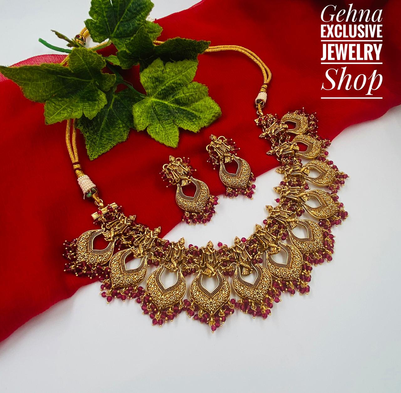 Designer Lord Krishna Necklace Set For Ladies By Gehna Shop Temple Necklace Sets