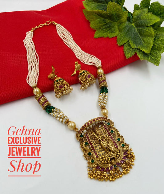 Designer Lord Vishnu Temple Set By Gehna Shop Temple Necklace Sets