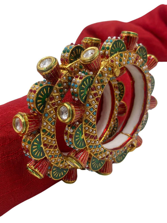 Designer Multi Color Enamel Work Gokhru Pacheli Wedding Kada Bangles Bangles