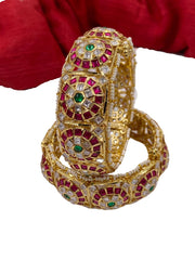 Designer Multi Color Jadau Kundan Bangles For Women Antique Golden Bangles