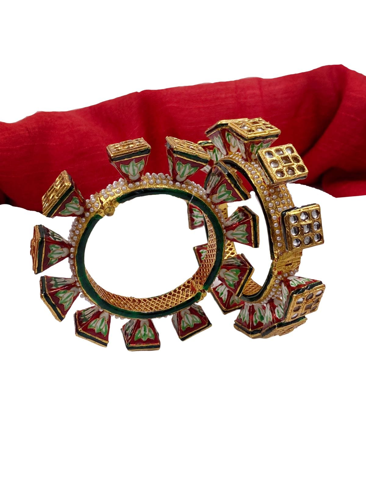 Designer Multi Color Meenakari Lotus Print Pacheli Bangles For Women Bangles