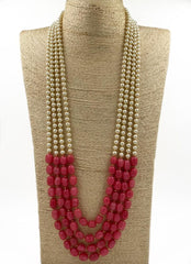 Designer Multi Layered Beaded Pearls And Peach Necklace Mala For Grooms By Gehna Shop Beads Jewellery
