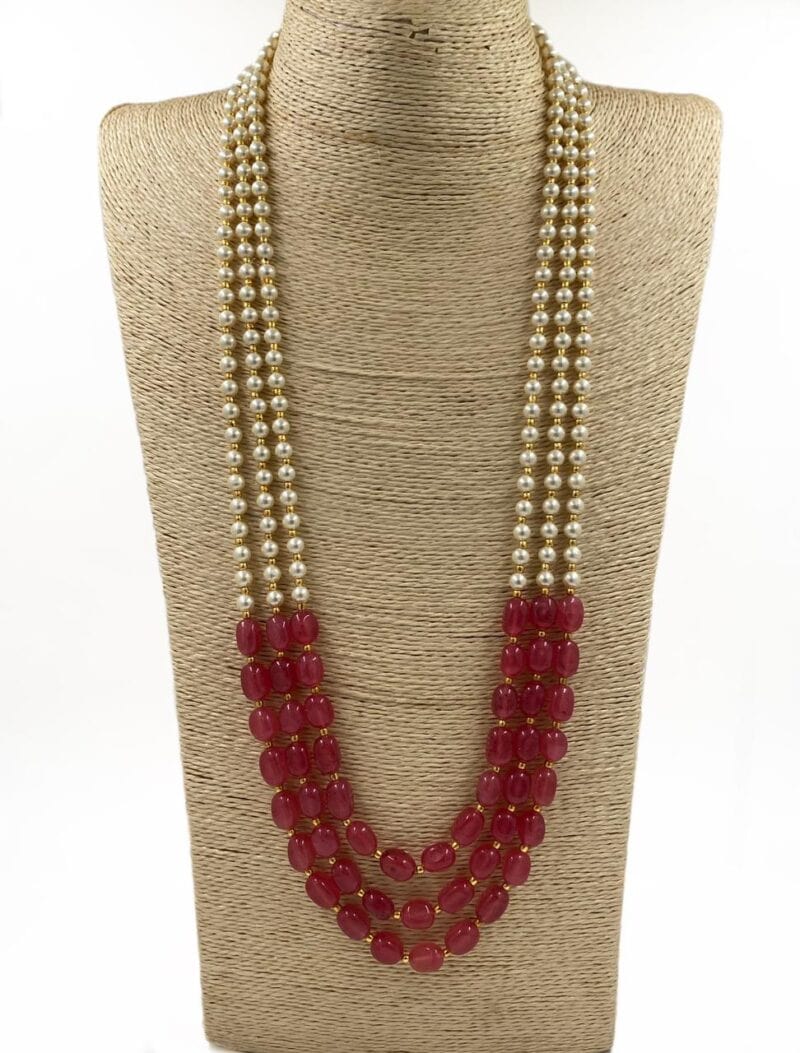 Designer Multi Layered Beaded Pearls And Stones Necklace Mala By Gehna Shop Beads Jewellery