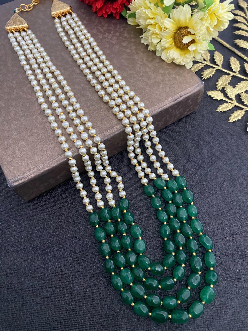 Designer Multi Layered Beaded Pearls Necklace Mala For Grooms By Gehna Shop Beads Jewellery