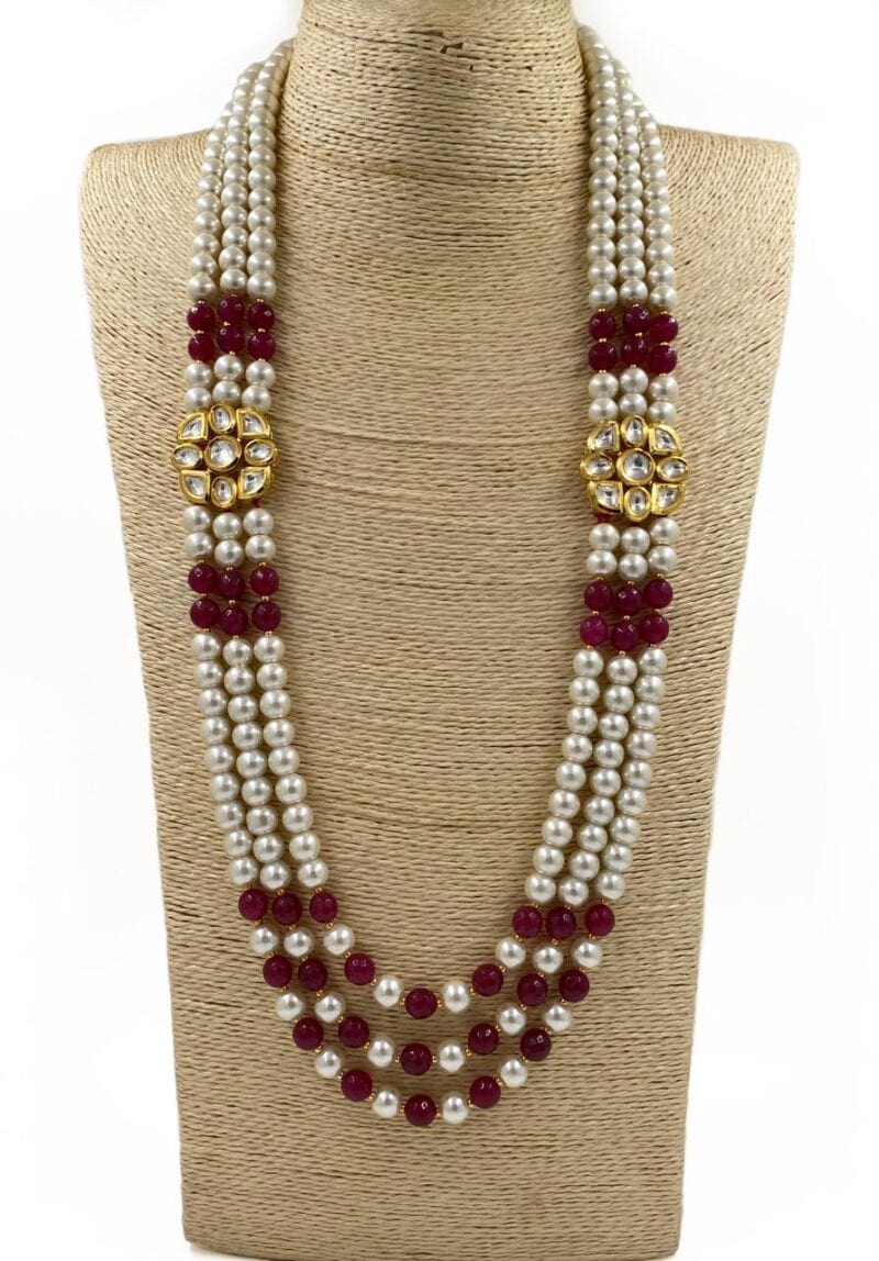 Designer Multi Layered Long Beaded Pearls Kundan Mala For Men And Women Beads Jewellery