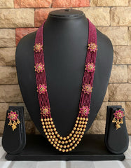 Designer Multi Layered Pink Semi Precious Beaded Necklace Set By Gehna Shop Beads Jewellery