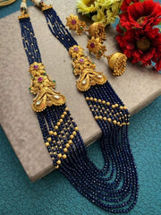 Designer Multi Layered Royal Blue Semi Precious Beads Necklace Set By Gehna Shop Beads Jewellery