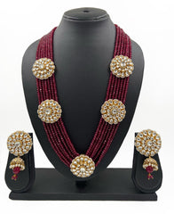 Designer Multilayered Handmade Kundan With Ruby Red Jade Beaded Necklace Beads Jewellery
