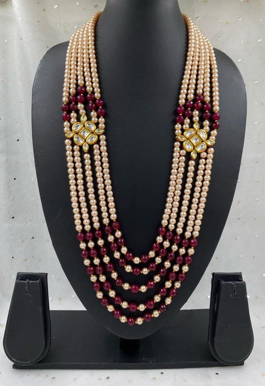 Designer Multilayered Kundan And Pearls Beads Necklace For Men And Women Beads Jewellery