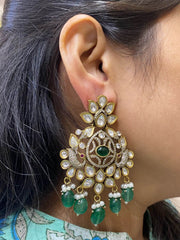 Designer Peacock Victorian Polki Bridal Chandbali Earrings By Gehna Shop Earrings