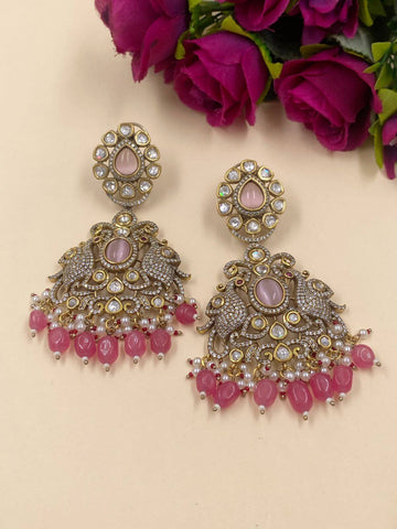 Buy Designer Long Victorian Polki Earrings For Girls By Gehna Shop