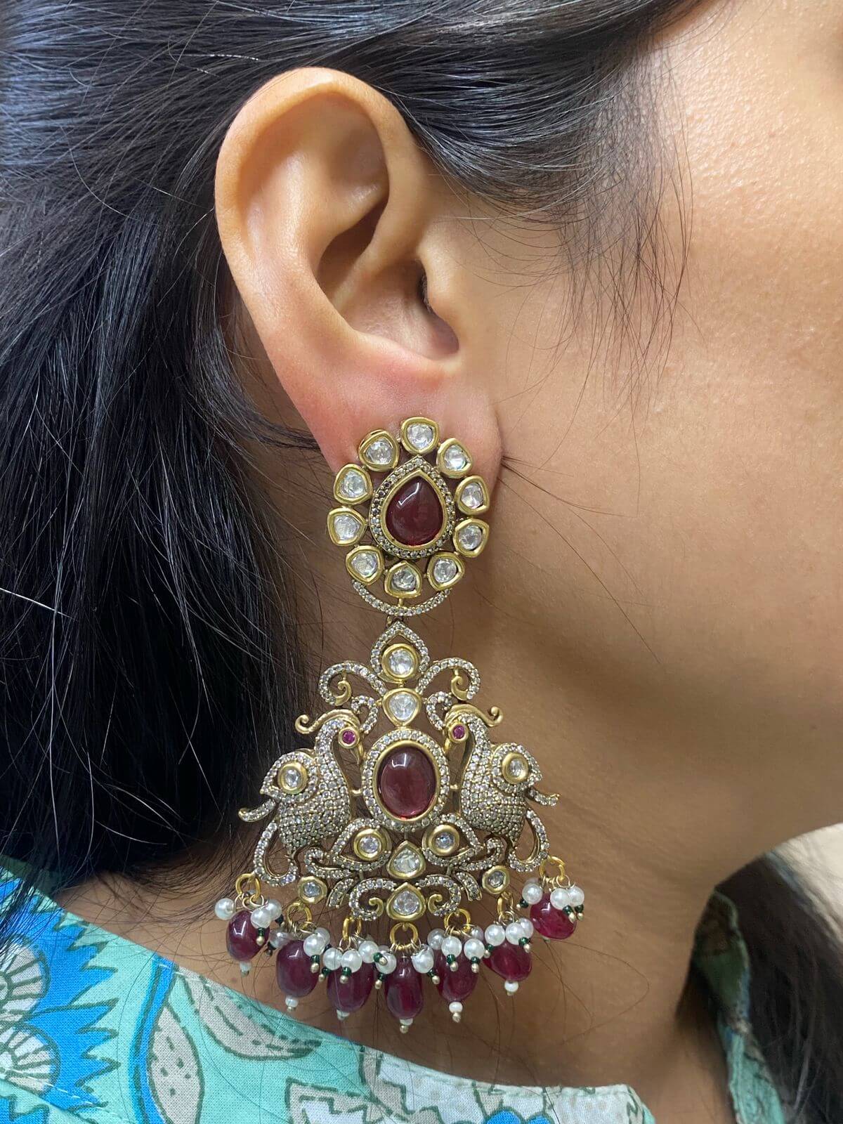 Polki Earrings - 18 Carat Gold – Sarafa Bazar India