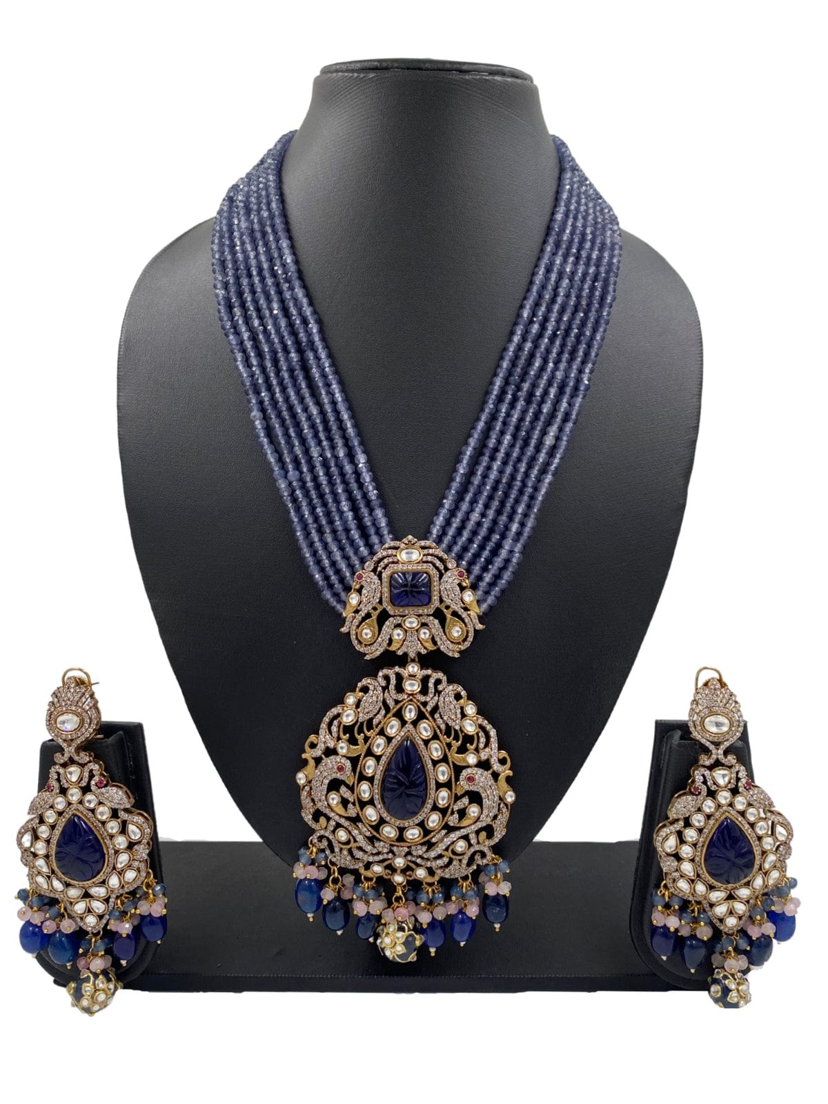 Designer Polki And AD Victorian Jewellery Pendant Necklace Set By Gehna Shop Victorian Necklace Sets