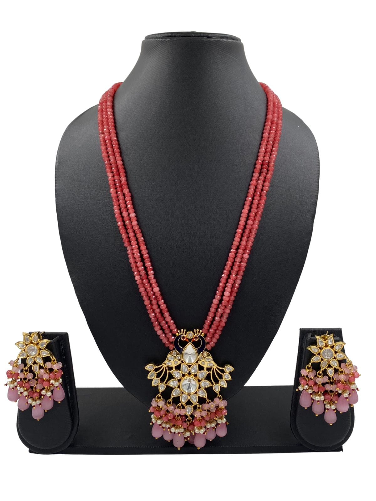 Designer Polki Kundan Long Pendant Necklace Set By Gehna Shop Kundan Necklace Sets