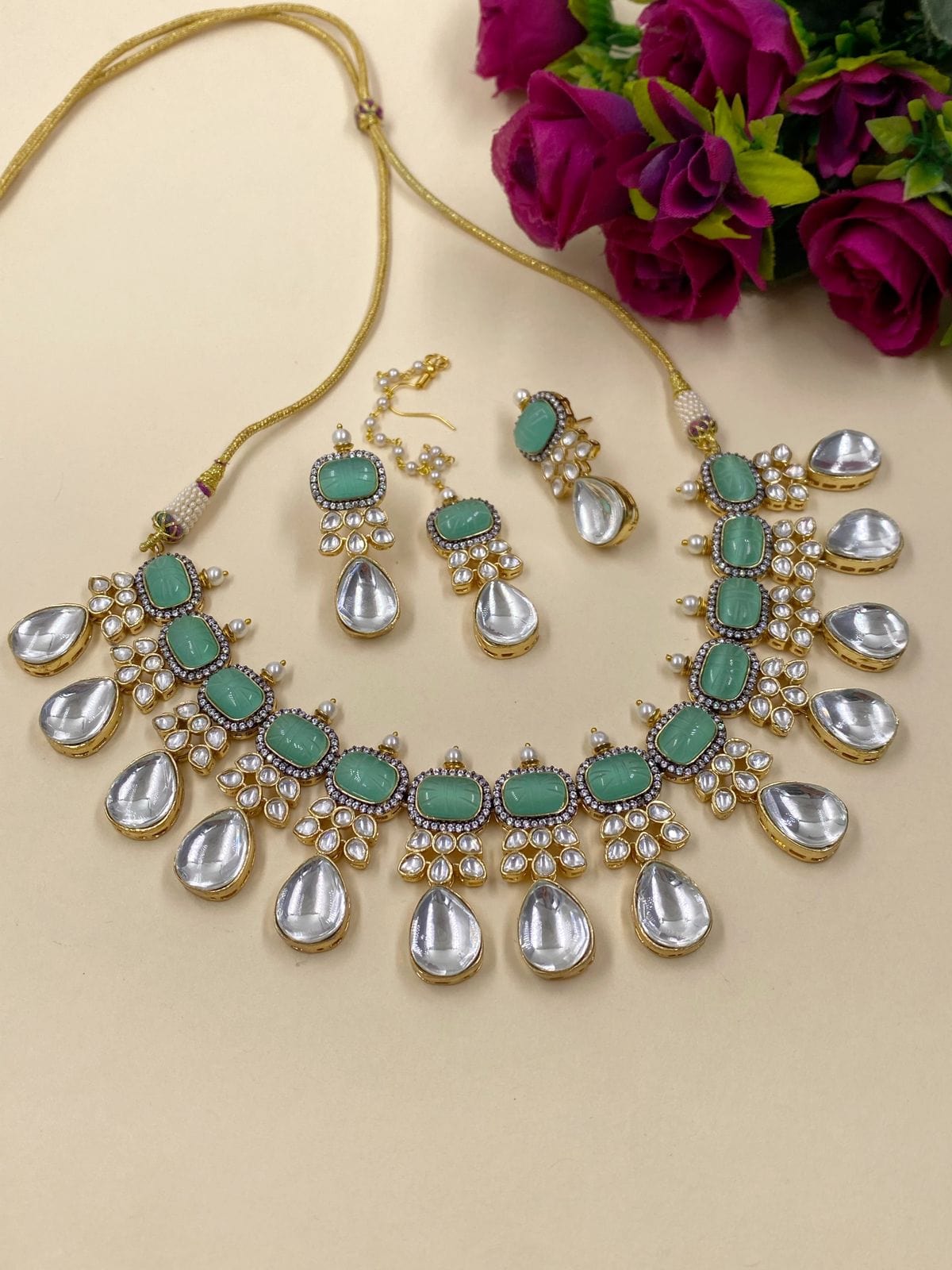 Designer Polki Necklace Set For Weddings By Gehna Shop Victorian Necklace Sets