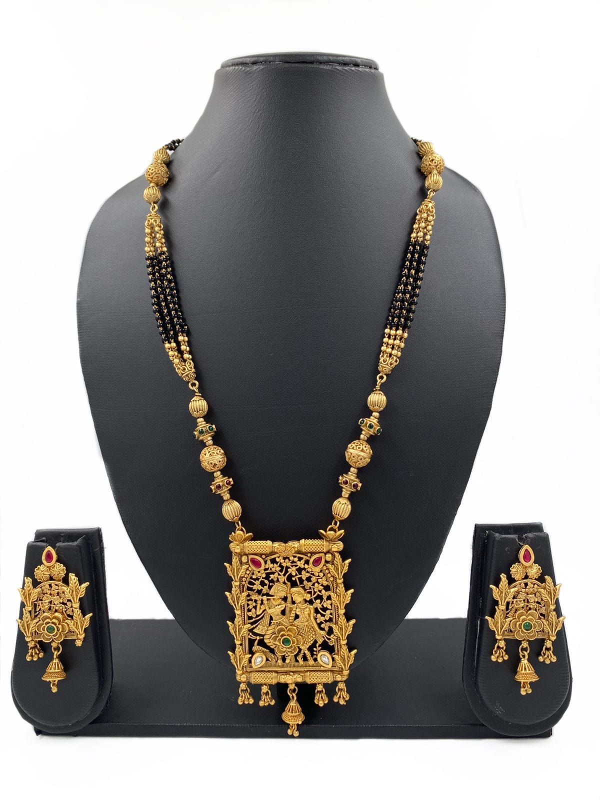 Designer Radha Krishna Long Golden Mangalsutra Necklace Set For Women By Gehna Shop Mangalsutras