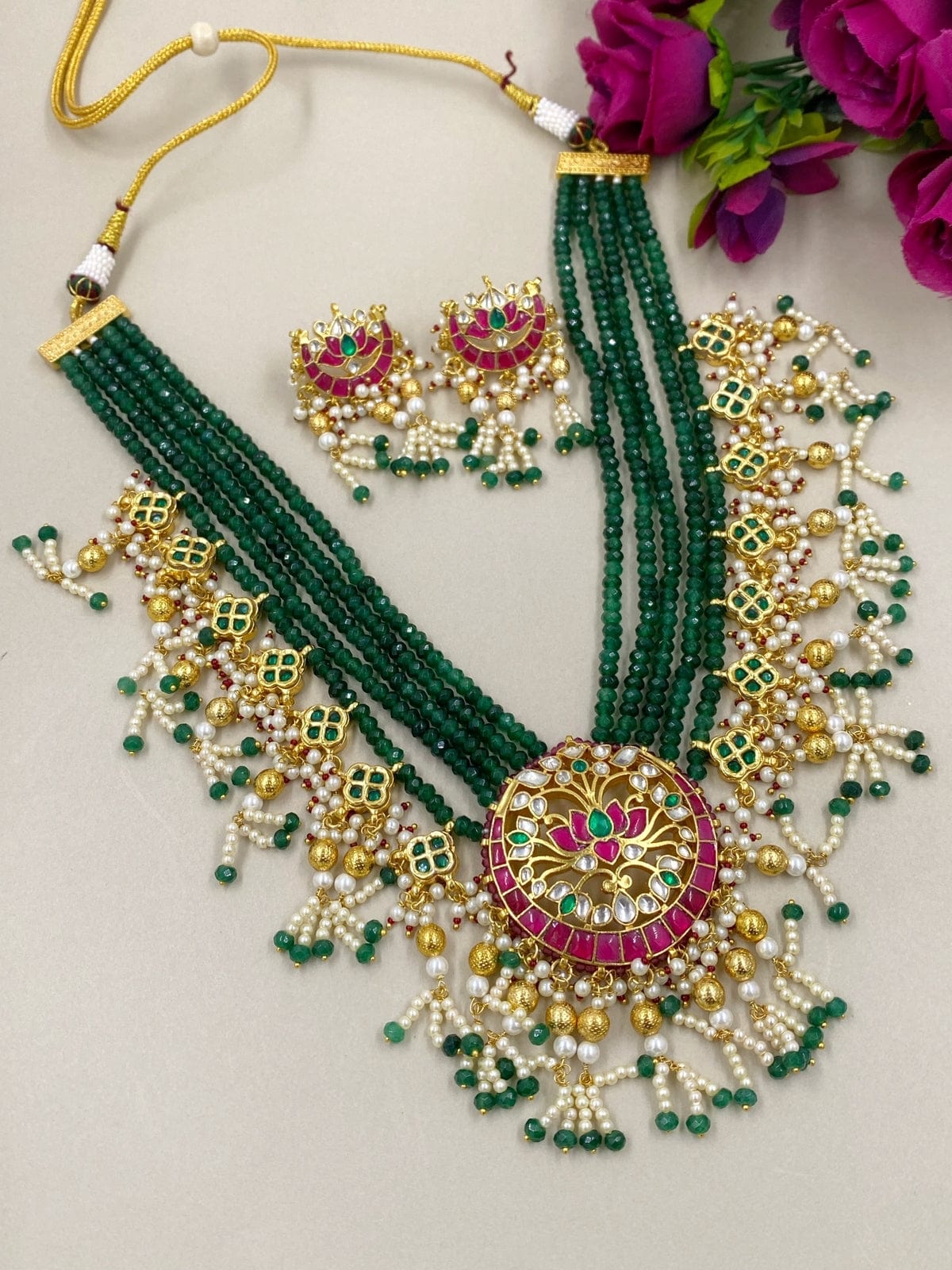 Designer Royal Look Jadau Polki Jewellery Necklace Set For Women Kundan Necklace Sets