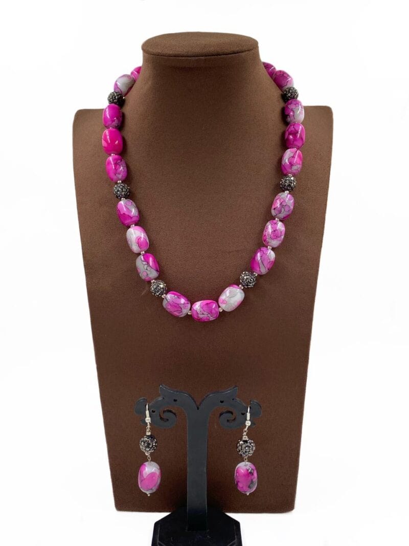 Designer Semi Precious Chalcedony Stone Beads Necklace By Gehna Shop Beads Jewellery