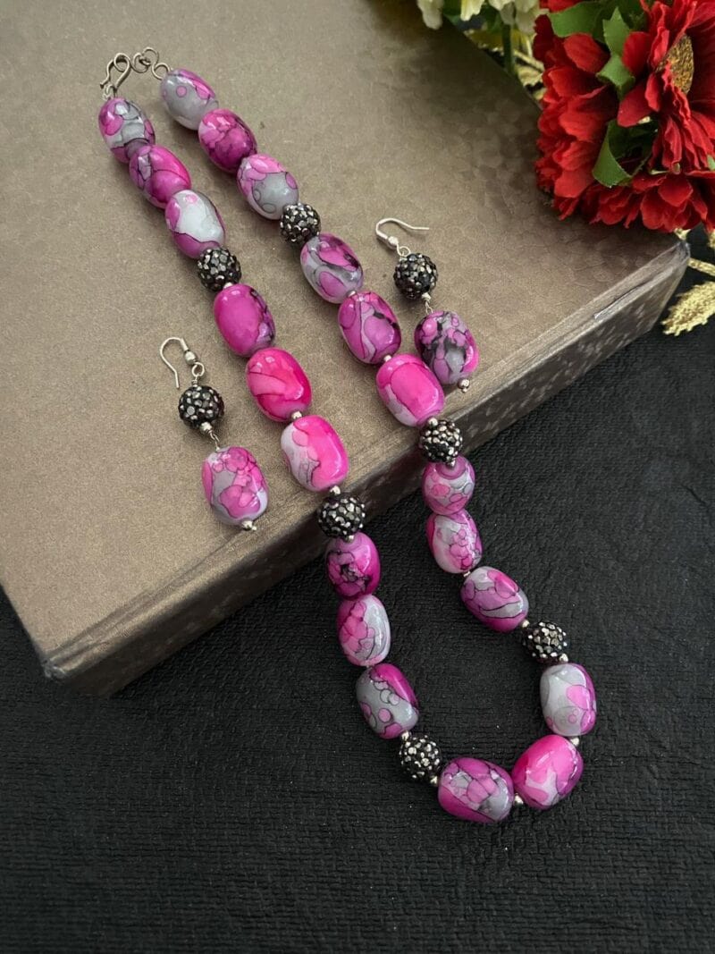 Designer Semi Precious Chalcedony Stone Beads Necklace By Gehna Shop Beads Jewellery