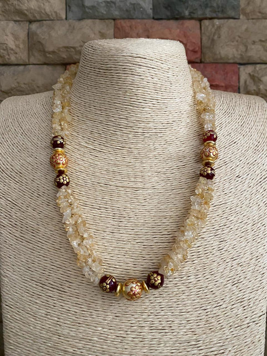 Designer Semi Precious Citrine Beaded Necklace By Gehna Shop Beads Jewellery