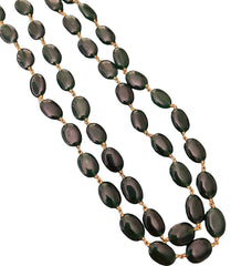 Designer Semi Precious Double Layered Green Jade Beaded Mala Necklace For Females Beads Jewellery