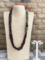 Designer Semi Precious Gemstone Garnet Beads Necklace Set By Gehna Shop Beads Jewellery