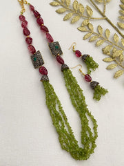 Designer Semi Precious Green Paridot Beads Necklace By Gehna Shop Beads Jewellery