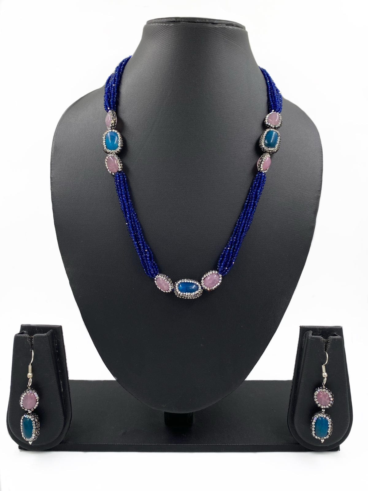 Designer Semi Precious Indigo Blue Hydro Beads Necklace For Ladies Beads Jewellery
