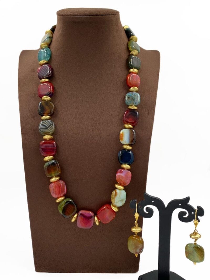 Designer Semi Precious Multi Color Chalcedony Stone Beads Necklace By Gehna Shop Beads Jewellery