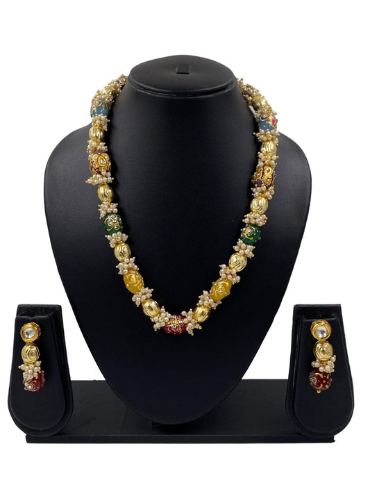 Designer Semi Precious Multi Color Tanjore Beads Necklace By Gehna Shop Beads Jewellery