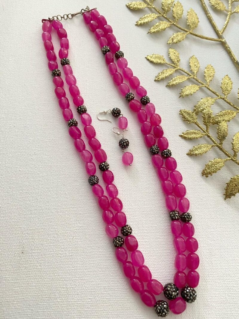 Kundan Polki Pink Beads Necklace Set Gold Kundan Jadau - Etsy New Zealand