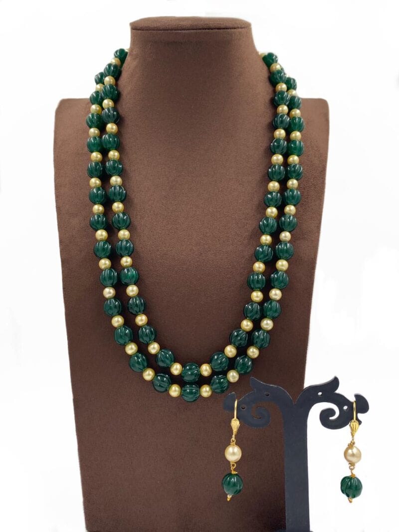 Designer Semi Precious Real Green Jade Beads Necklace By Gehna Shop Beads Jewellery