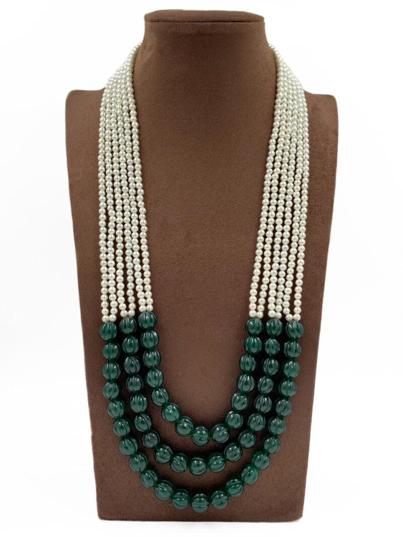 Designer Semi Precious Real Green Jade Layered Necklace For Women By Gehna Shop Beads Jewellery