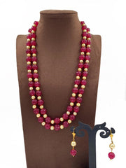 Designer Semi Precious Real Ruby Red Jade Beads Necklace By Gehna Shop Beads Jewellery