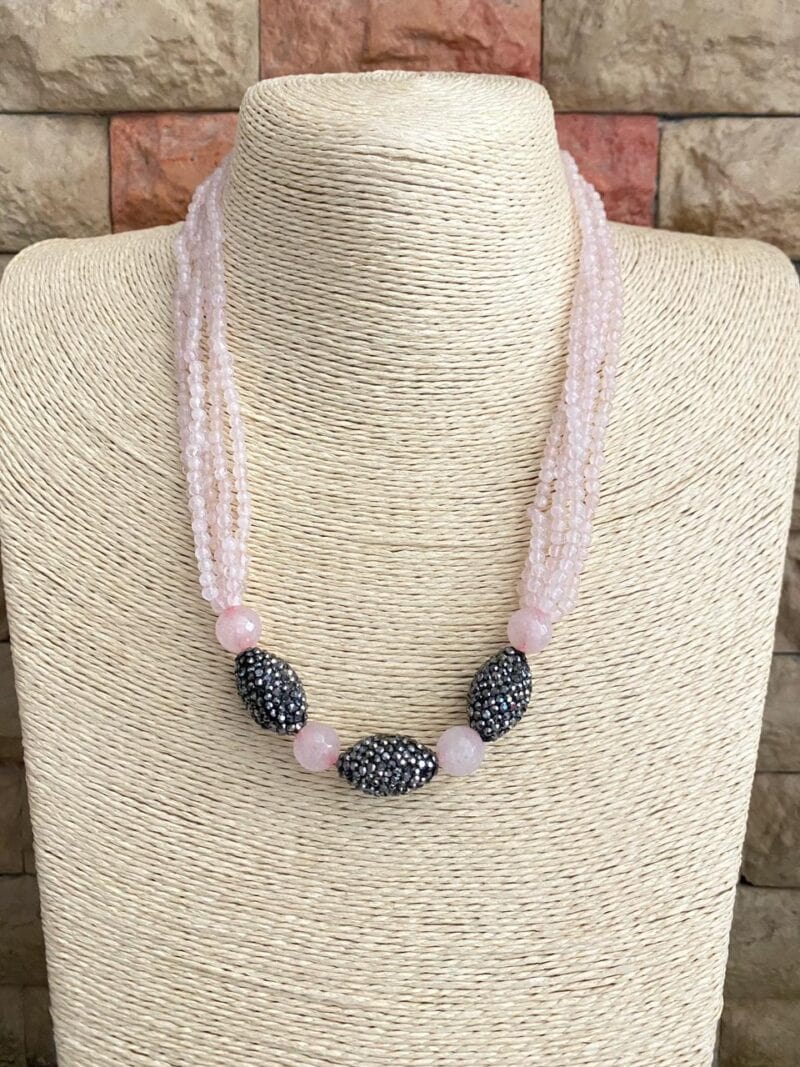 Designer Semi Precious Rose Quartz Beads Necklace By Gehna Shop Beads Jewellery