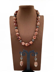 Designer Semi Precious Turquoise Brown Chalcedony Stone Beads Necklace By Gehna Shop Beads Jewellery
