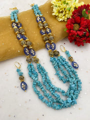 Designer Semi Precious Turquoise Uncut Beads Necklace By Gehna Shop Beads Jewellery