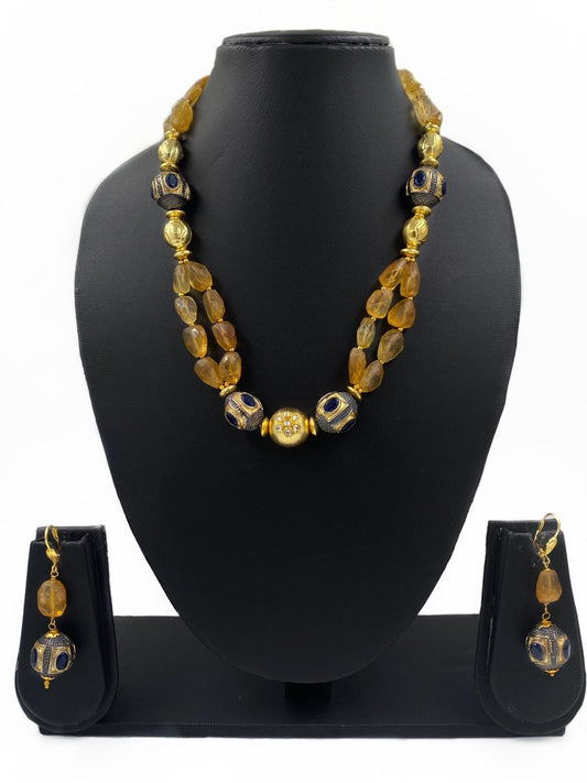 Designer Semi Precious Yellow Citrine Layered Beads Necklace For Women By Gehna Shop Beads Jewellery